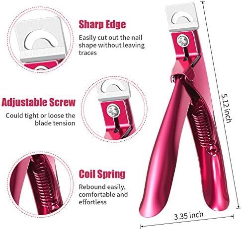 Mudder Cortadora de uñas postizas, cortadora de cutículas, con uñas acrílicas, empujador de cutículas, raspador de cutículas, de acero inoxidable,