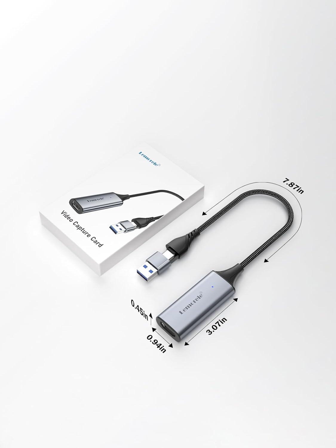 Lemorele Tarjeta de captura de video USB 3.0 a HDMI 4K 1080P 60Hz, tarjeta de captura HDMI con adaptador USB A para ajustar, para juegos,