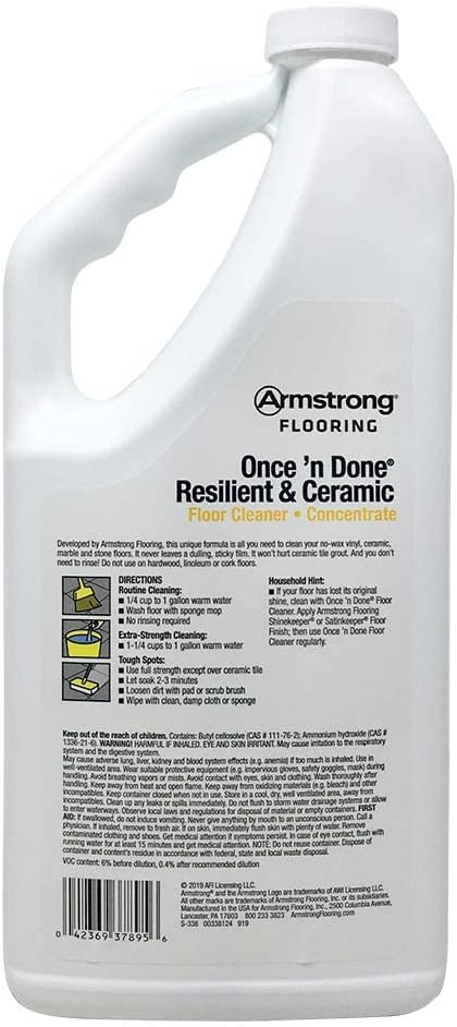 Armstrong – Once and Done – Limpiador concentrado para pisos cerámicos y resistentes, 32 onzas