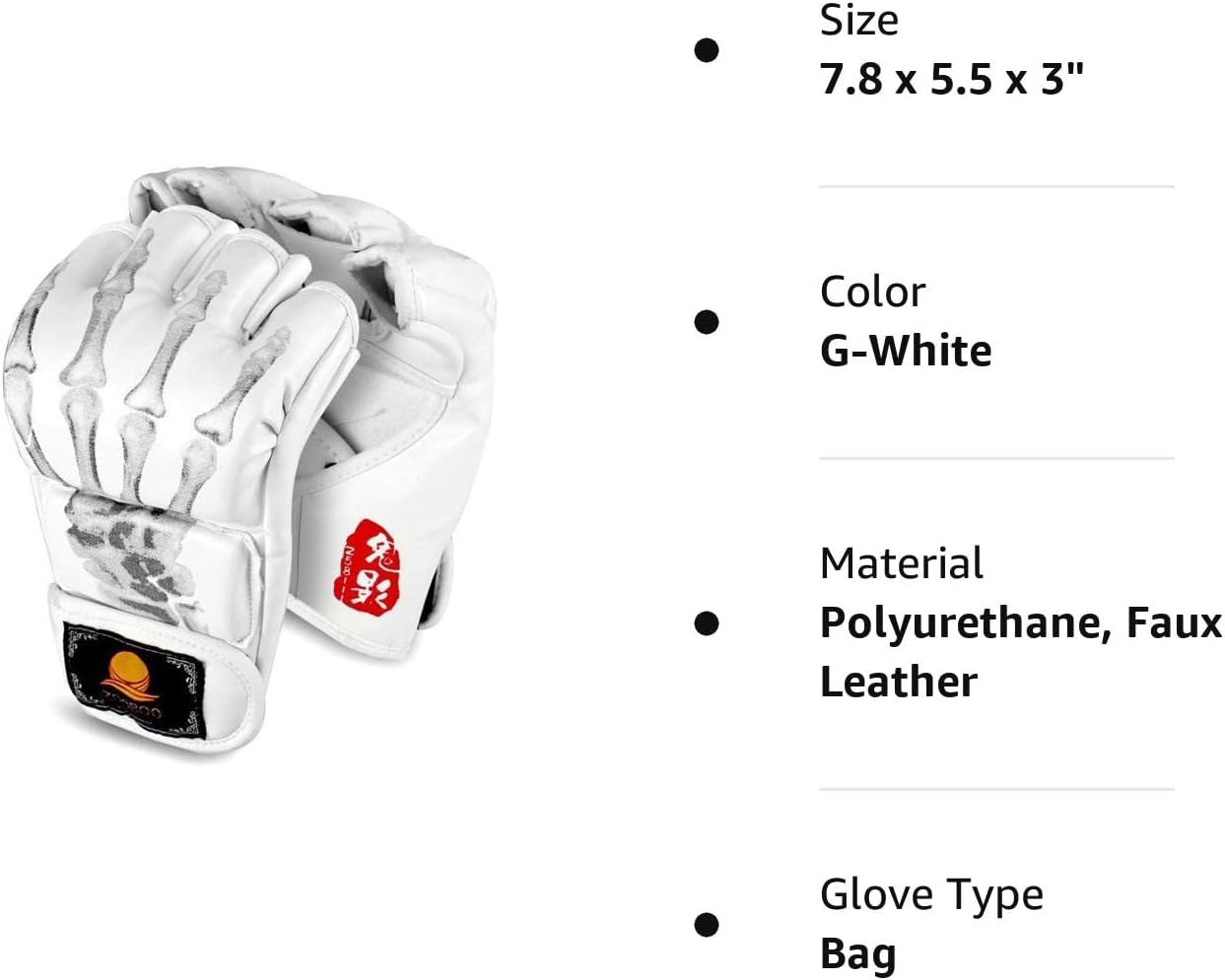 ZooBoo – Guantes MMA para artes marciales mixtas y artes marciales mixtas con banda de muñeca ajustable, guantes UFC para entrenamiento de sanda y