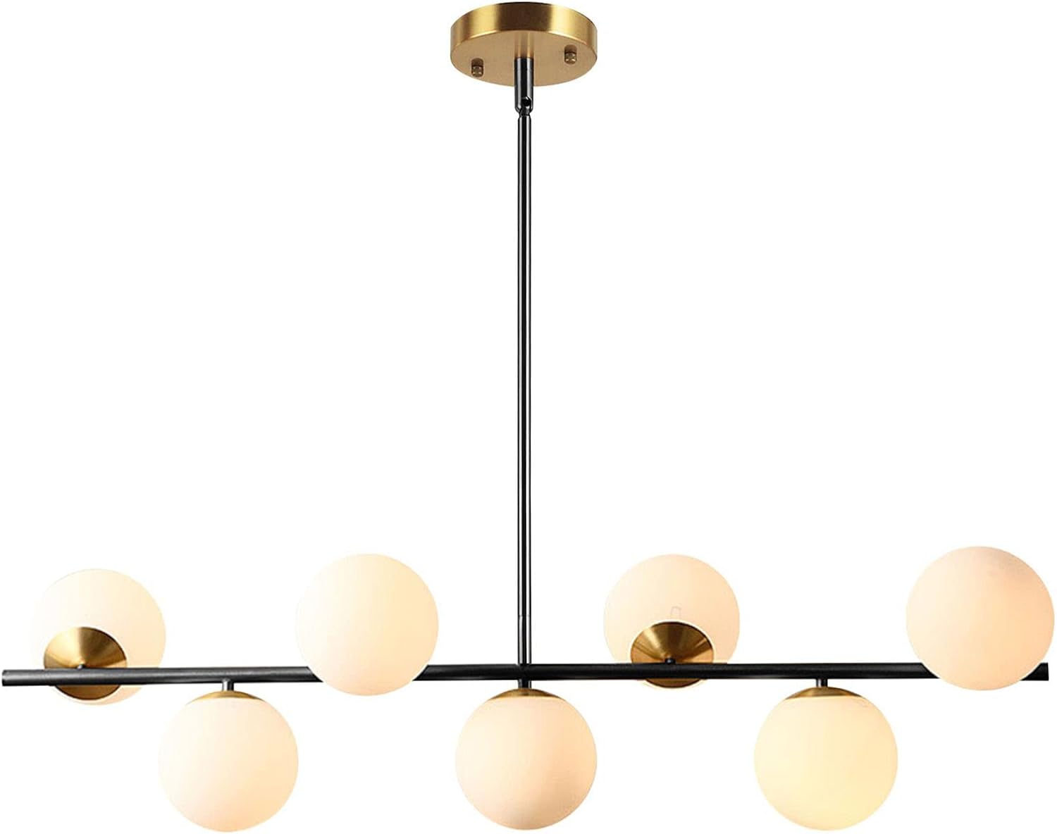 KCO Lighting – Lámparas de araña negras modernas de latón cepillado colgante de globo de cristal para comedor, sala de estar, dormitorio (negro)