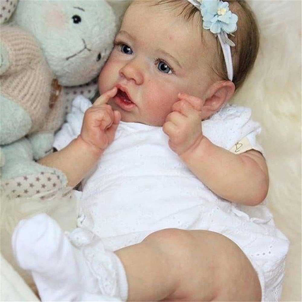 Muñecas Reborn Baby Girls, linda muñeca de vinilo Reborn de 18 pulgadas con cuerpo de tela suave y pesada, muñeca realista de vinilo con peso hecho
