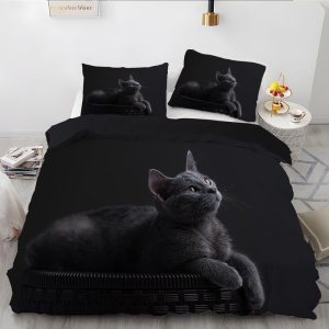Black Animal California King Duvet Cover Cat Print Bedding Soft Microfiber Comforter Cover and 2 Pillow Shams 20″X36″, Bed Set Duvet Covers with Black Animal California King Duvet Cover Cat Print Bedding Soft Microfiber Comforter Cover and 2 Pillow Shams 20″X36″, Bed Set Duvet Covers with