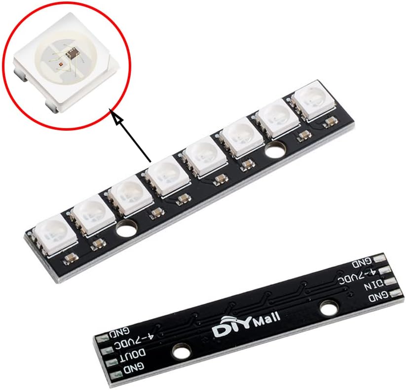 8 bits WS2812 RGB LED Stick 8 X WS2812B 5050 módulo LED RGB a todo color Controladores integrados para Arduino Raspberry Pi ESP32 Centro Comercial