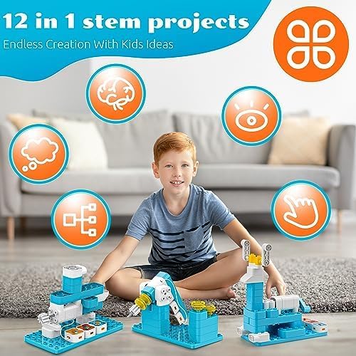 Robot de codificación A3 para niños, juego de construcción STEM de bloques de codificación de múltiples sensores, tutorial basado en historias 12 en