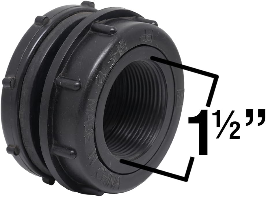 Valley Industries BHF112-BC Montaje de mamparo, 1-12″ FNPT, negro