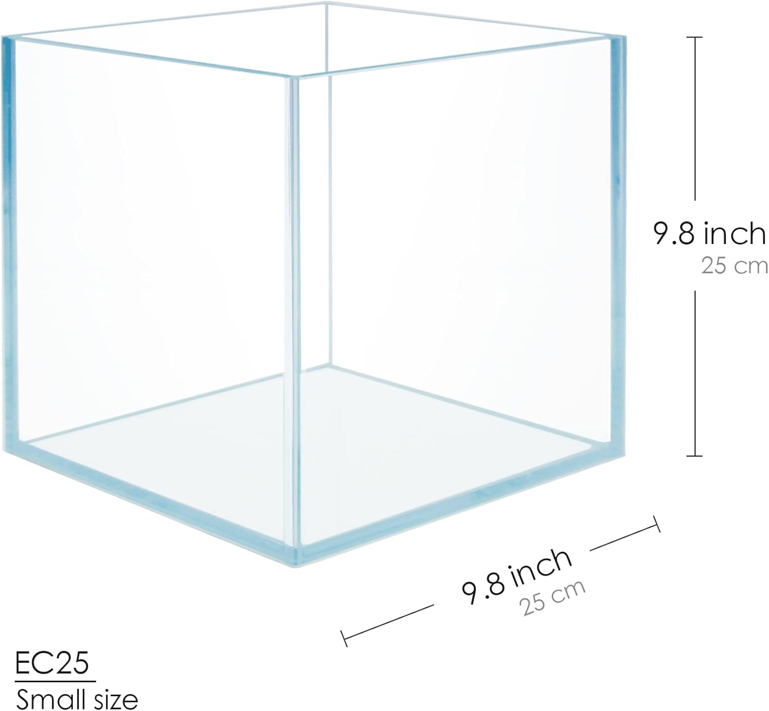 Cubo sin marco sin marco extra transparente todo acuario de vidrio, tanque de vidrio bajo de hierro, vidrio de 0.197 in, alfombrilla de nivelación