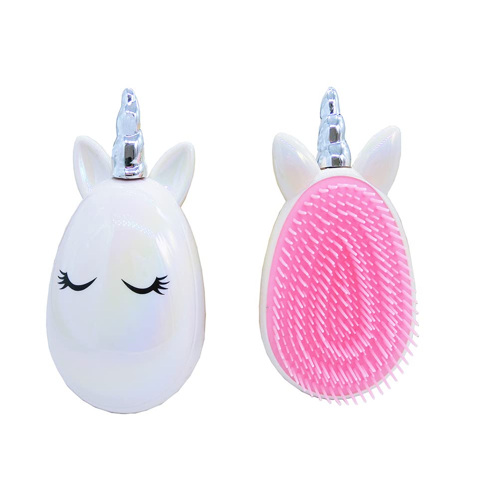 Lindo peine de unicornio, cepillos de pelo para niños pequeños, masaje suave antiestático desenredante para niños, cepillos de cabello rizado y