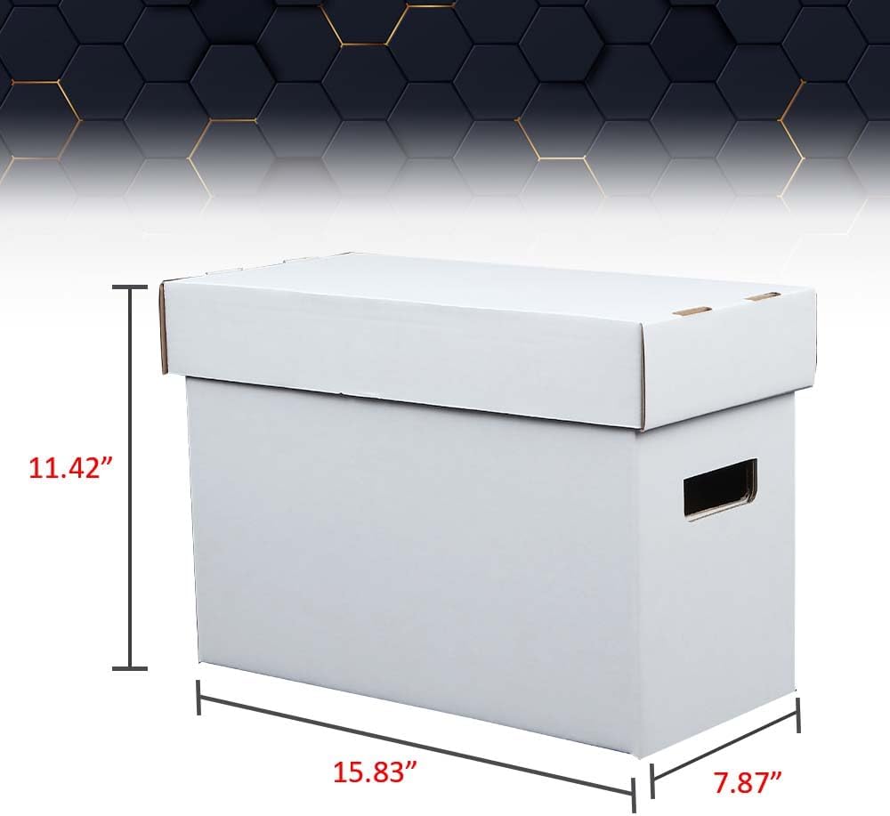 PIT66 10 cajas de almacenamiento de cómics con tapas cortas capacidad para 150-175 libros de cómics apilables y duraderos, color blanco