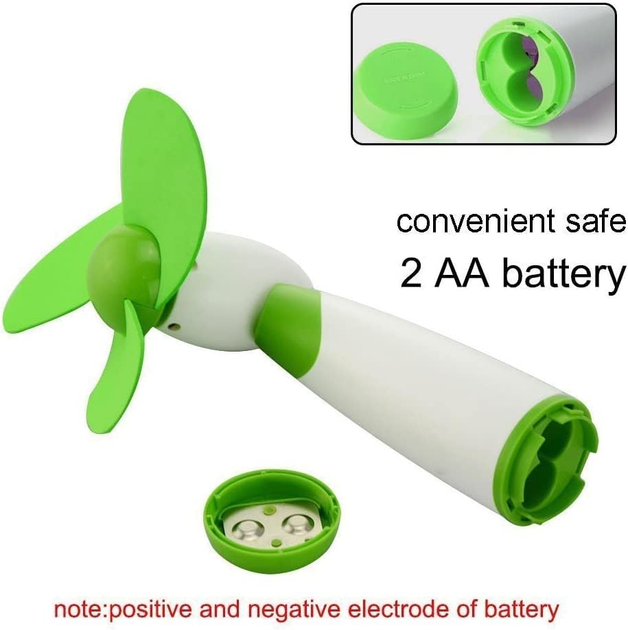 JDYYICZ Mini ventilador de mano, batería de ventilador personal, cuchillas de espuma suave para el hogar y viajes (verde, 1 unidad)