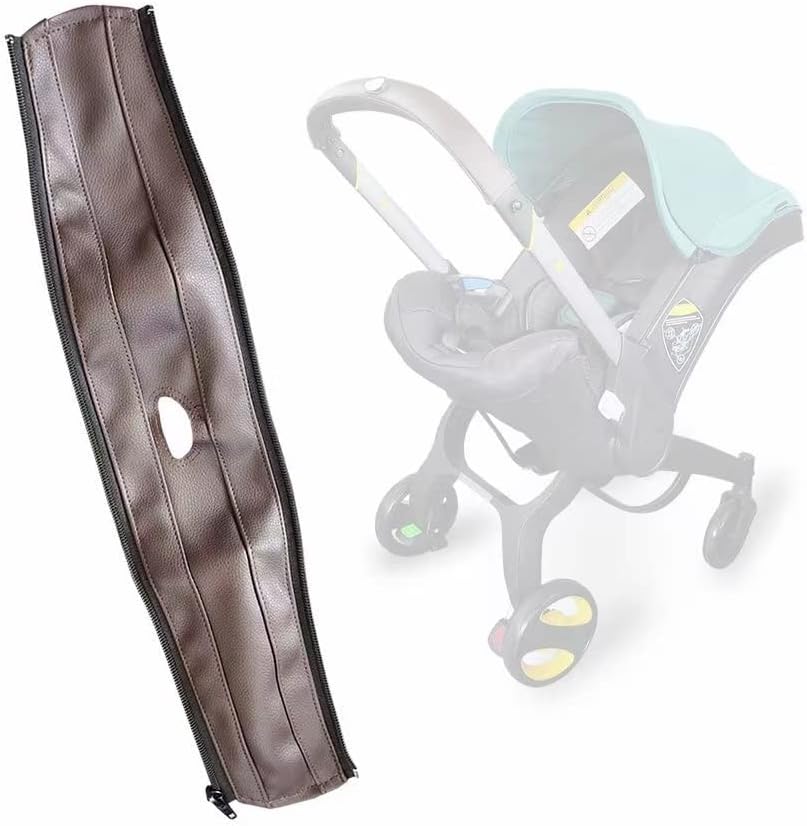 Funda de piel sintética con cremallera extraíble para manillar, compatible con asientos de automóvil y cochecitos Doona (marrón)