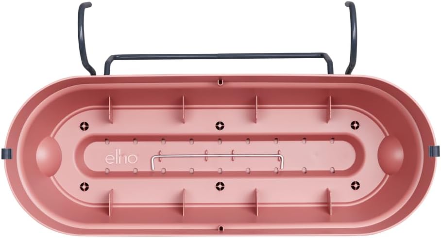 elho Vibia Campana Trough Allin1 50 – Macetero para balcón – Ø 50,4 x H 7.0 in – Rosa polvoriento