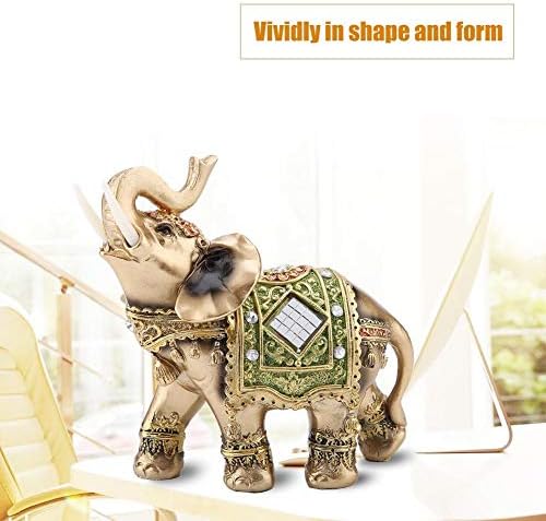 TOPINCN Estatua de elefante de la suerte, Feng Shui, adorno de elefante verde, figura de elefante de la suerte, figura de riqueza, regalo para