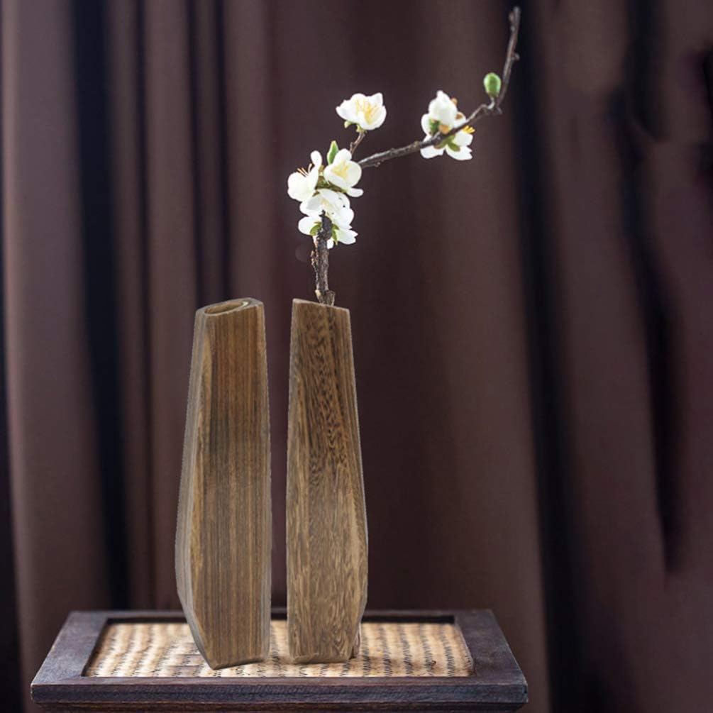 Wakauto Macetas decorativas de madera, jarrón alto y pequeño, jarrón de madera a prueba de fugas, hecho a mano, maceta carnosa, decoración de