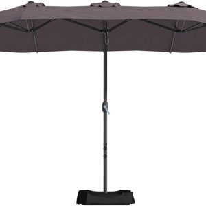 MONDAWE 15ft Patio Umbrella with Base Included Large Outdoor Double Sided Umbrella Rectangular Aluminum Market Table Umbrella with Crank, Study 12 MONDAWE 15ft Patio Umbrella with Base Included Large Outdoor Double Sided Umbrella Rectangular Aluminum Market Table Umbrella with Crank, Study 12