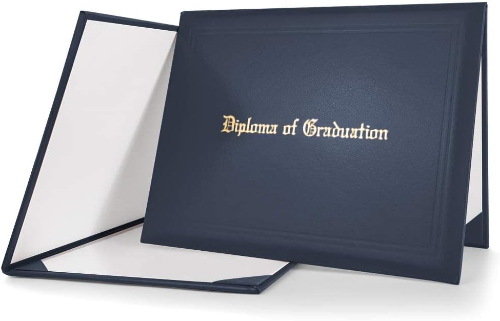 GradClassical Funda de diploma impresa de 8.5 x 11 pulgadas, soporte suave para certificado (azul marino)