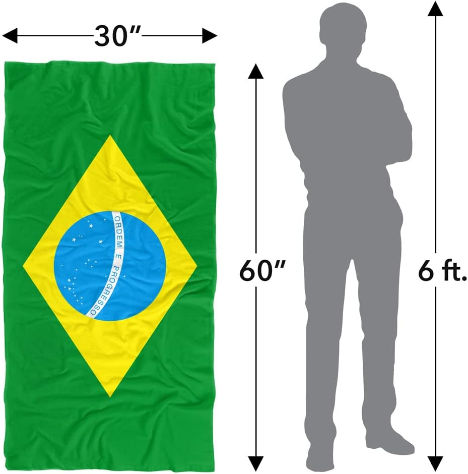 LOGOVISION Toalla de playa con bandera de Brasil, toalla de playa de 30 x 60 pulgadas