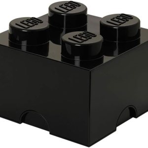 LEGO Caja de almacenamiento negra ladrillo 4, 9.843 x 9.843 x 7.087in LEGO Caja de almacenamiento negra ladrillo 4, 9.843 x 9.843 x 7.087in