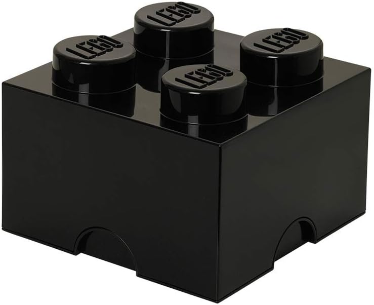 LEGO Caja de almacenamiento negra ladrillo 4, 9.843 x 9.843 x 7.087in