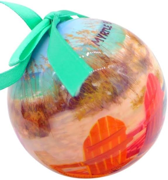 Adorno de Myrtle Beach, bola de árbol de Navidad, decoración con silla de playa, escena del océano, recuerdo de Carolina del Sur, decoración navideña