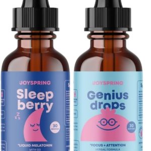 JoySpring Genius Drops – Suplemento cerebral para niños y melatonina SleepBerry para niños con saúco, melatonina líquida para apoyar el sueño de los JoySpring Genius Drops – Suplemento cerebral para niños y melatonina SleepBerry para niños con saúco, melatonina líquida para apoyar el sueño de los