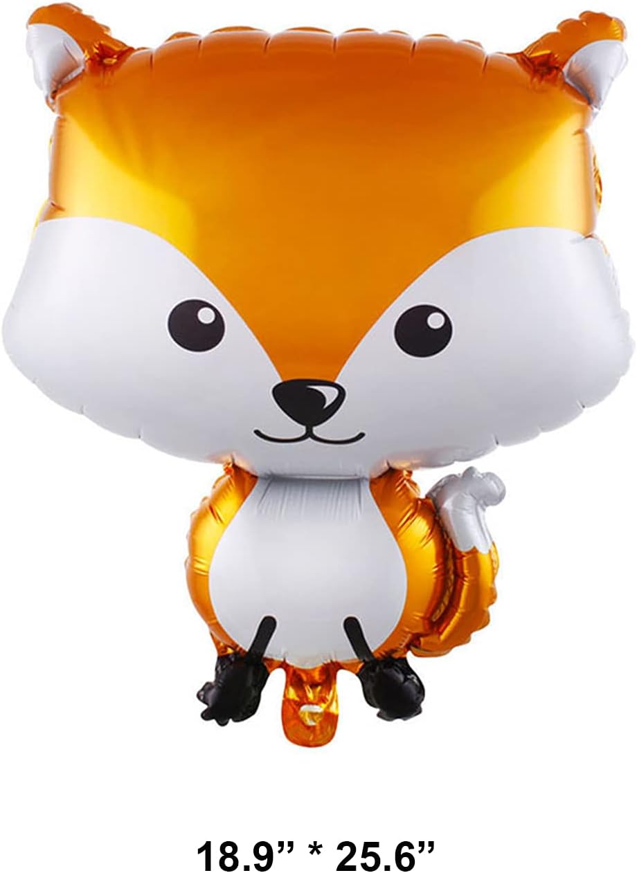 6 globos de papel de aluminio de zorro, globos de fiesta de animales del bosque, lindos globos de Mylar helio Hawaii Forest Critter Fox globo para