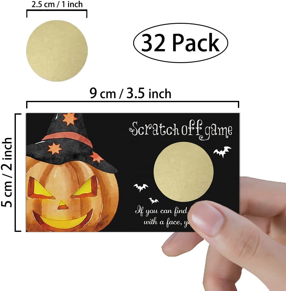 REWIDPARTY Juego de cartas para raspar para fiesta de calabaza (32 piezas) Actividad divertida de Halloween para grupos, niños y adultos, juegos de