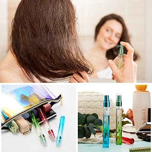 18 mini botellas de perfume de 0.3 fl oz de vidrio colorido rociador de niebla fina botellas de aerosol vacías envase recargable atomizador de