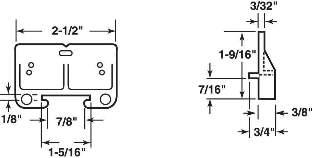 Prime-Line R 7128 18 pulgadas x 1-516 pulgadas, kit de guía de cajón blanco (1 kit) (paquete de 2)