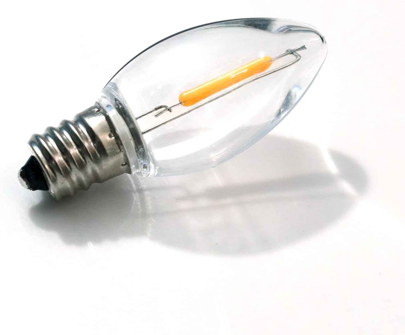 Meconard Bombillas LED C7, bombillas LED inastillables de repuesto para velas y candelabros de ventana, base de candelabro E12, equivalente a 0.6