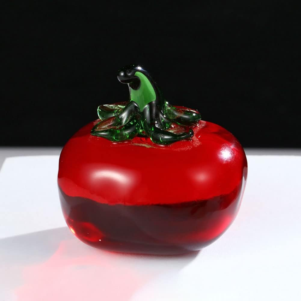 Adorno decorativo de estatua de tomate de cristal, figura de cristal de fruta artificial, pisapapeles de mesa, adorno de cristal para oficina en