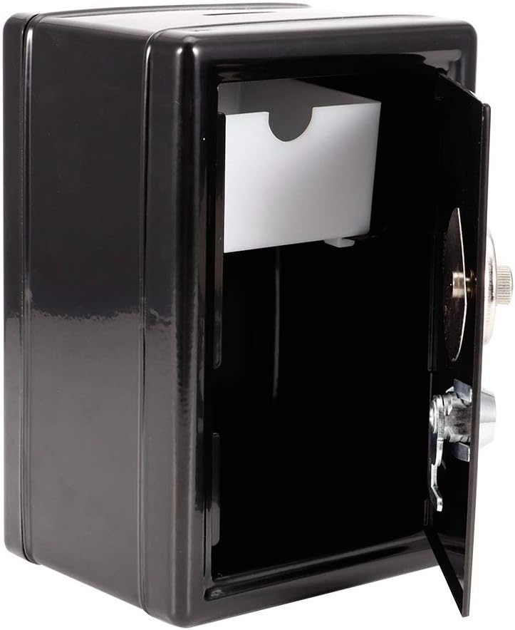 Yosoo Caja de dinero para niños, caja de dinero, contraseña, monedas, ahorro de caja fuerte, estilo caja de regalo, con 2 llaves (negro)