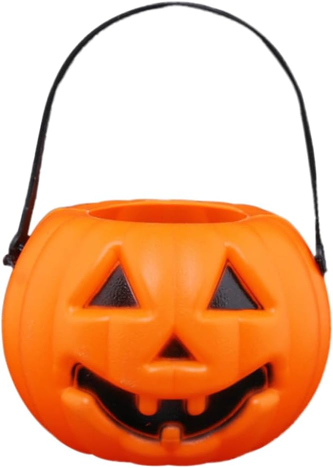 IMIKEYA Faroles de caramelo para niños, faroles LED decorativos, mini farol de calabaza, cubo de calabaza, cesta de dulces de Halloween, farol de