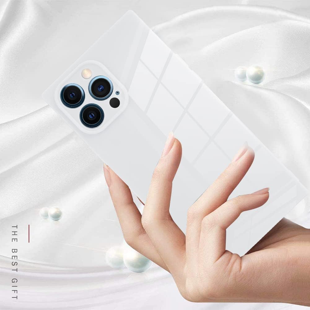 LSL Funda compatible para iPhone 12 Pro, cuadrada, de TPU suave, color blanco, anticaídas, antiarañazos, absorción de golpes, funda protectora
