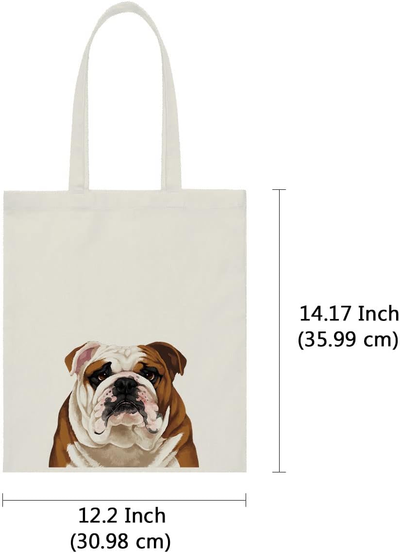 WIRESTER Bolsa de lona para mujeres y niñas, bolsa de playa, bolsa de compras de comestibles, bolsa de hombro escolar, bolsa de viaje – lindo perro