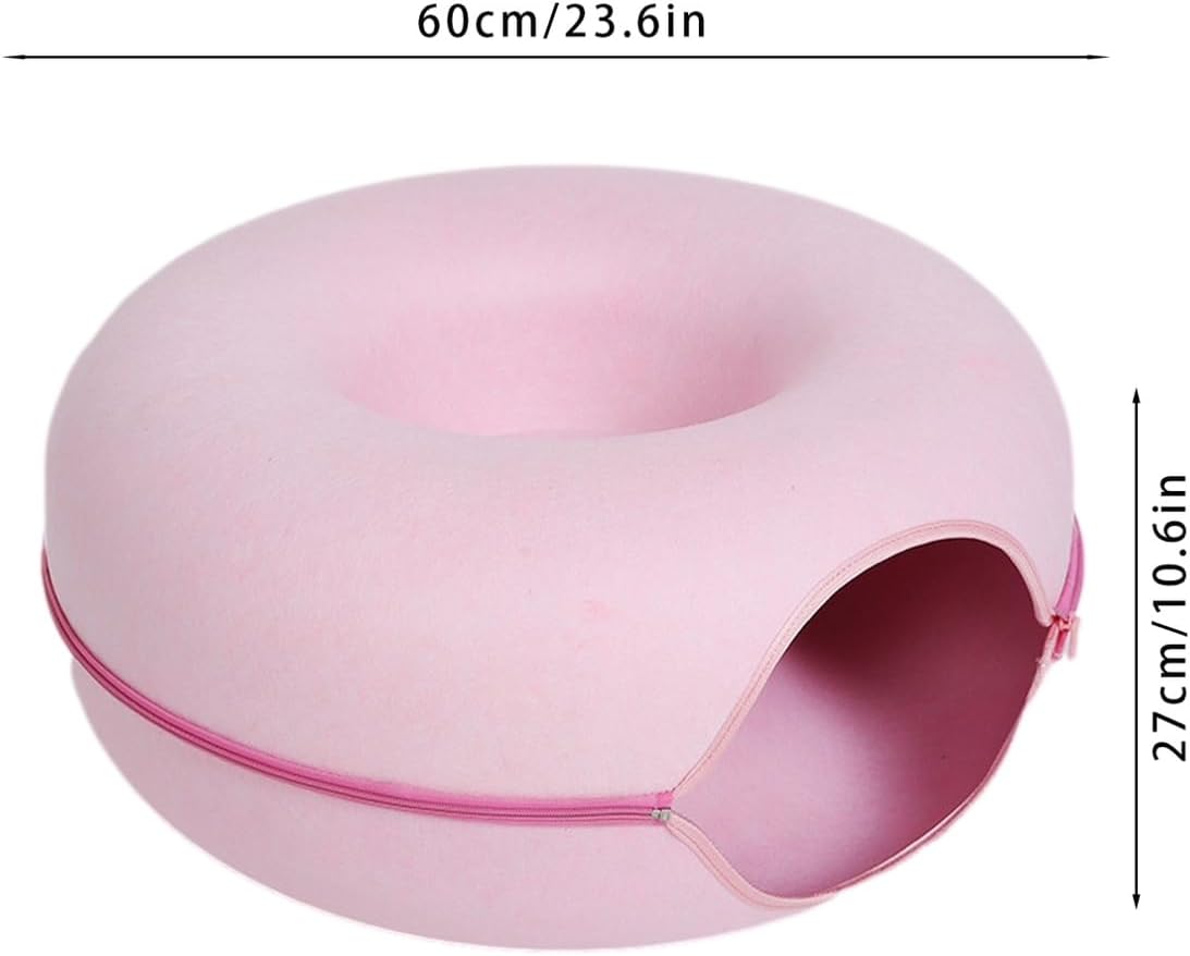 Cama de túnel para gatos, nido para gatos disponible en las cuatro estaciones, juguete de tubo de fieltro redondo desmontable con agujero para