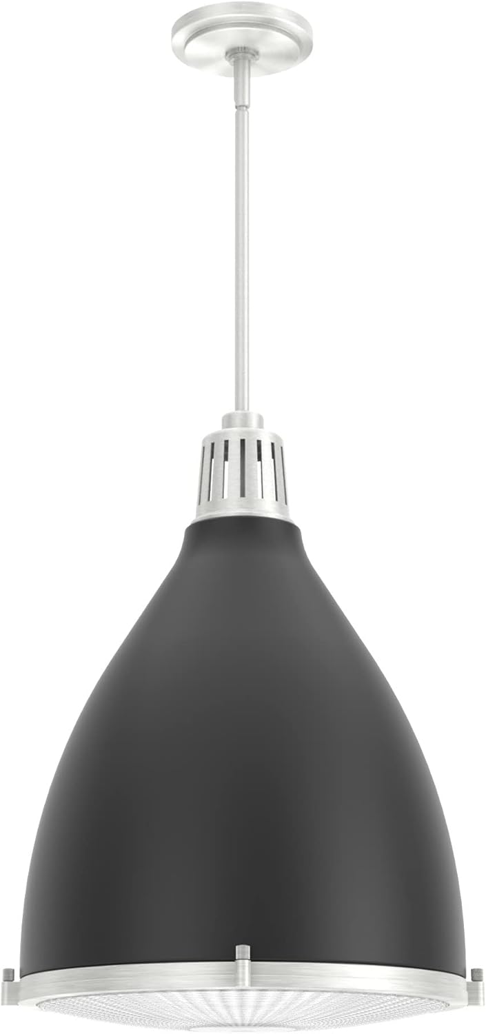 Hunter – Bluff View – Lámpara colgante de 3 luces, color negro mate, tamaño mediano, regulable, estilo casual, con forma de campana, para