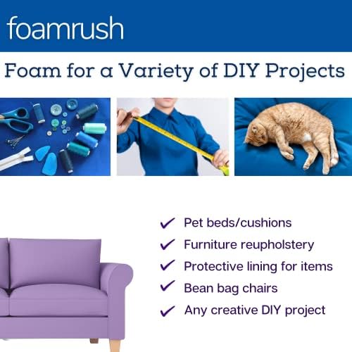 FoamRush Cojín cuadrado de espuma viscoelástica de gel frío de 4 x 36 x 36 pulgadas, firmeza media (cojín para silla, sillas cuadradas de comedor,