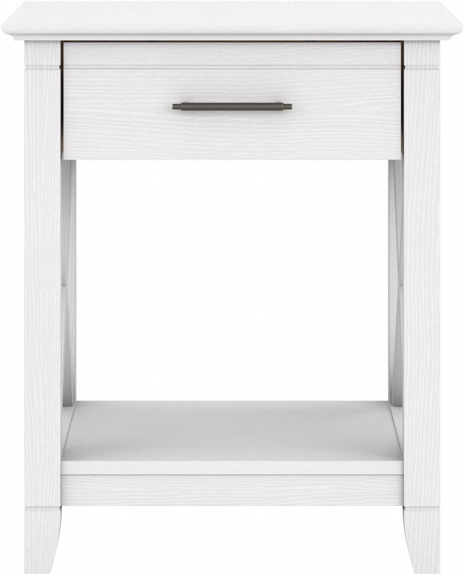 Bush Furniture Key West – Mesa auxiliar con almacenamiento en roble blanco puro