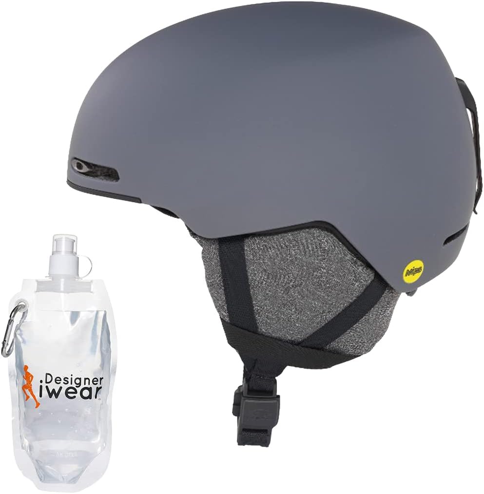 Oakley MOD1 MIPS – Casco de esquí y snowboard para hombres y mujeres + paquete con botella de agua plegable iWear de diseñador con mosquetón