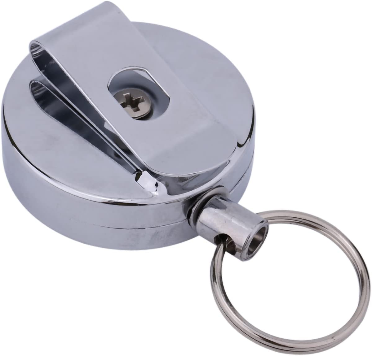 Fydun Tirador retráctil de 23.6 in, llavero llavero clip para cinturón llavero bak cadena retráctil retroceso de acero inoxidable titular de la