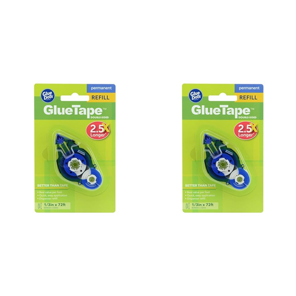 Glue Dots Cartucho de repuesto de cinta adhesiva permanente de doble cara, azul, 1 unidad (paquete de 2)