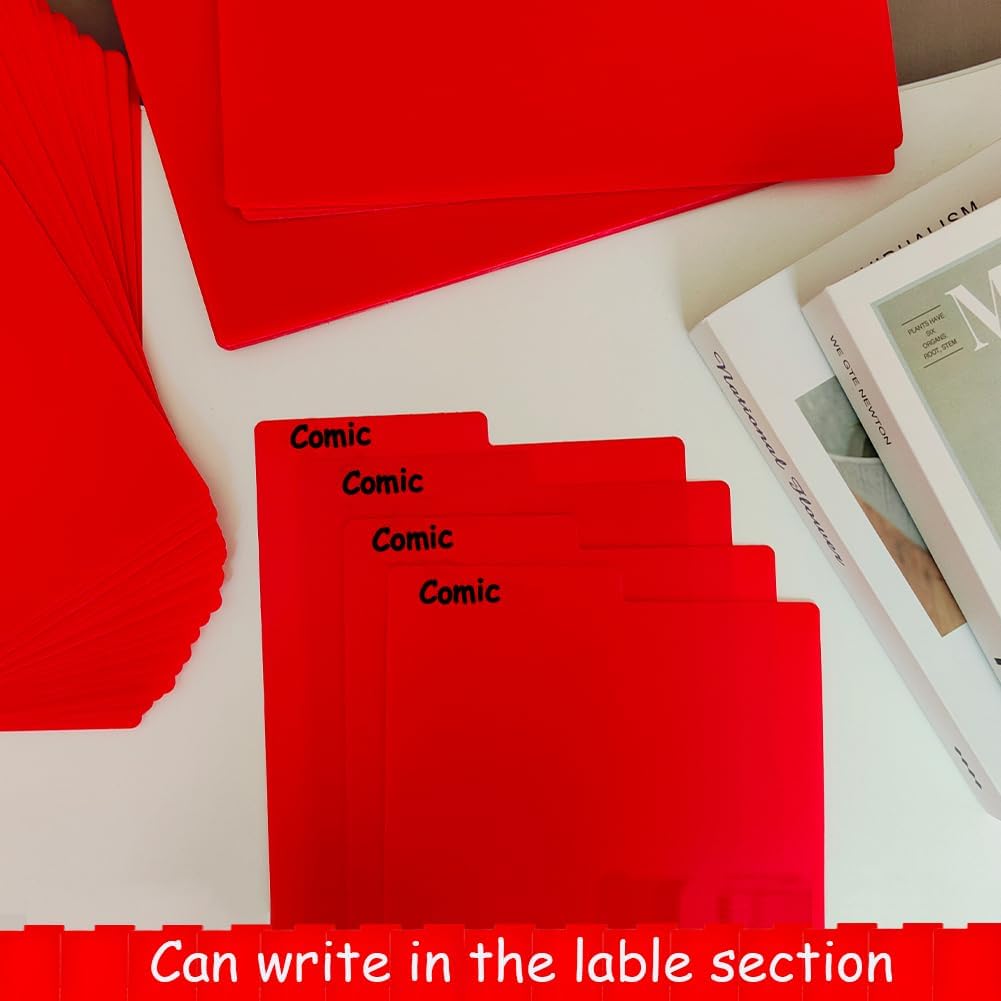 Separador de tarjetas esmerilado para cómics con pestañas, separadores de estantes para libros cortos o largos, cajas de almacenamiento de cómics,