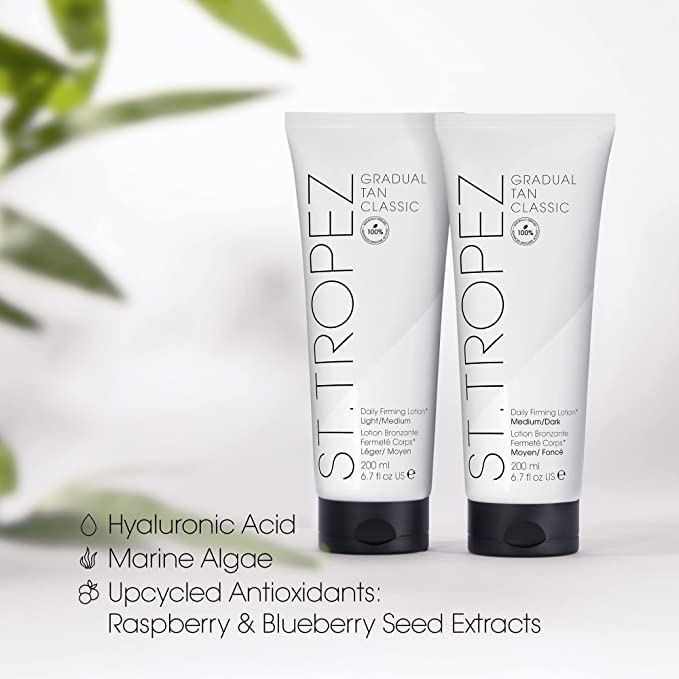 St.Tropez Gradual Tan Firming Lotion,Sun Kissed Glow Self Tan Moisturizer, 5 Skincare Benefits, Vegan, Natural & Cruelty Free