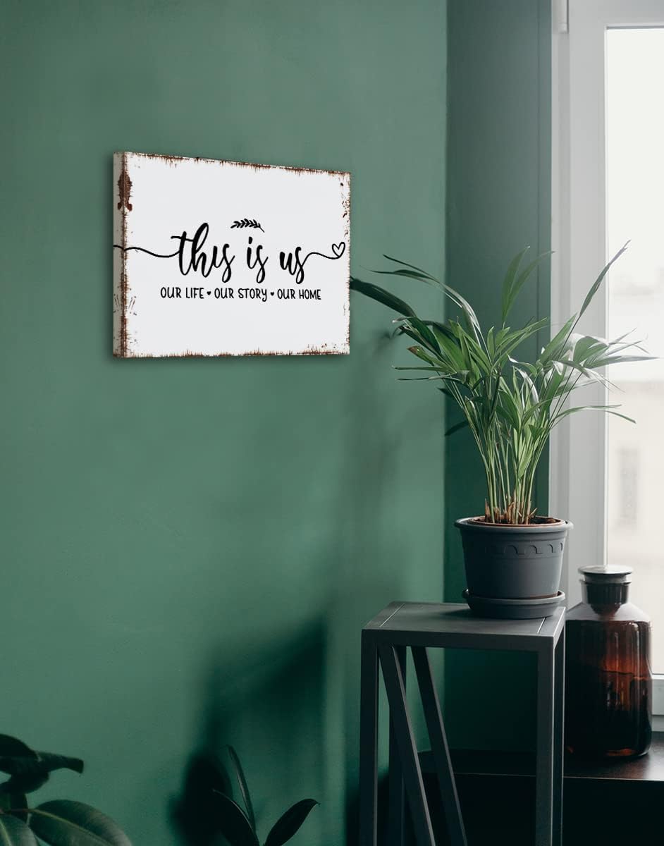 This Is Us Our Life Our Story Our Home Farmhouse – Arte de pared vintage para decoración de pared en lienzo con temática del hogar, baño,