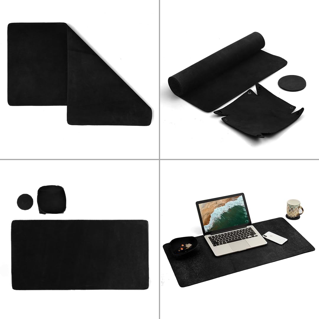Almohadilla de escritorio de cuero para escritorio, tapete grande de cuero para escritorio, 32 x 16 pulgadas, tapete de escritorio de cuero genuino
