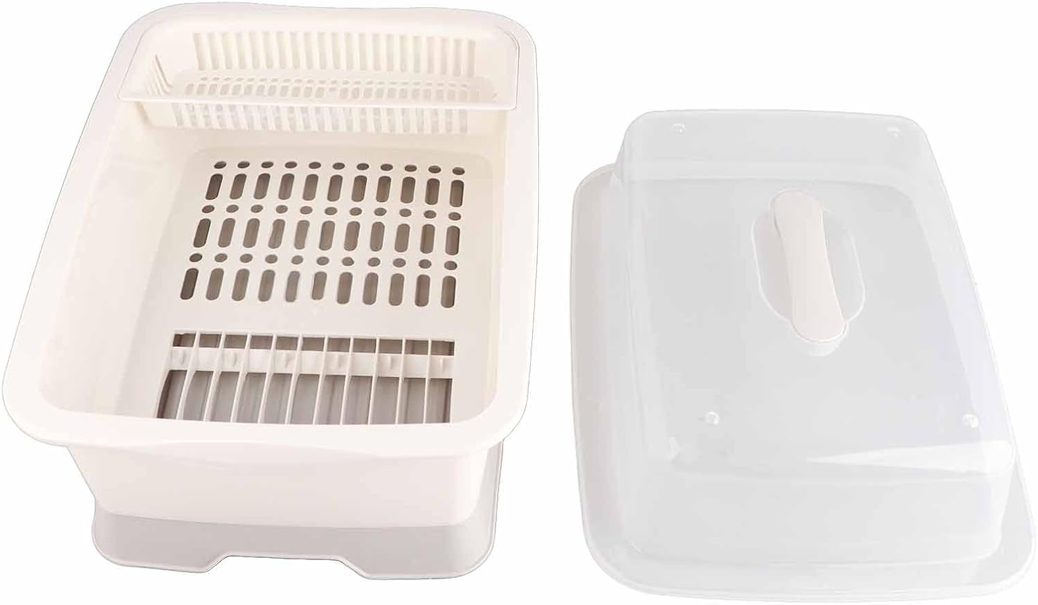Escurridor de platos con tapa para ahorrar espacio, organizador de escurridor de platos, soporte para vajilla, escurridor de platos para encimera de