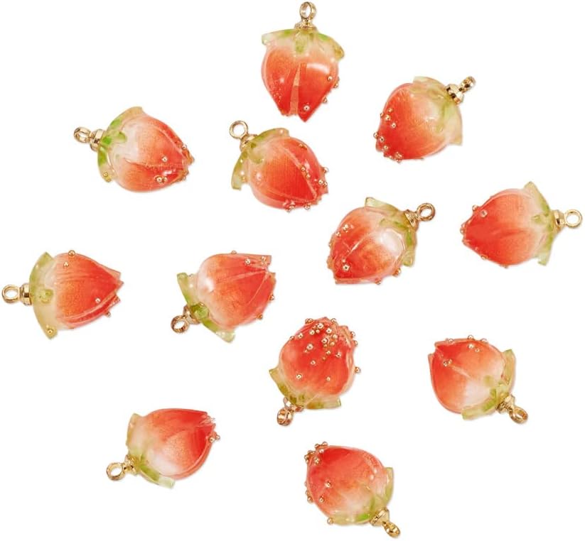 20 dijes colgantes de flores de resina, coral natural, flores reales, cuentas sueltas espaciadoras con microcuentas de vidrio para manualidades,