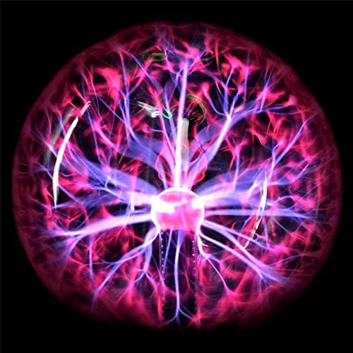 PowerTRC Plasma Ball, 8 inch Plasma Night Lamp, Batter Powered Respond to Touch & Sound Plasma Globe, PartyScience Props, Home Bedroom Decoration