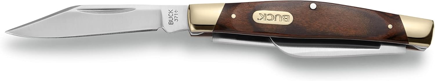Buck Knives 0371BRS cuchillo de bolsillo con 3 hojas Stockman, con mango de madera